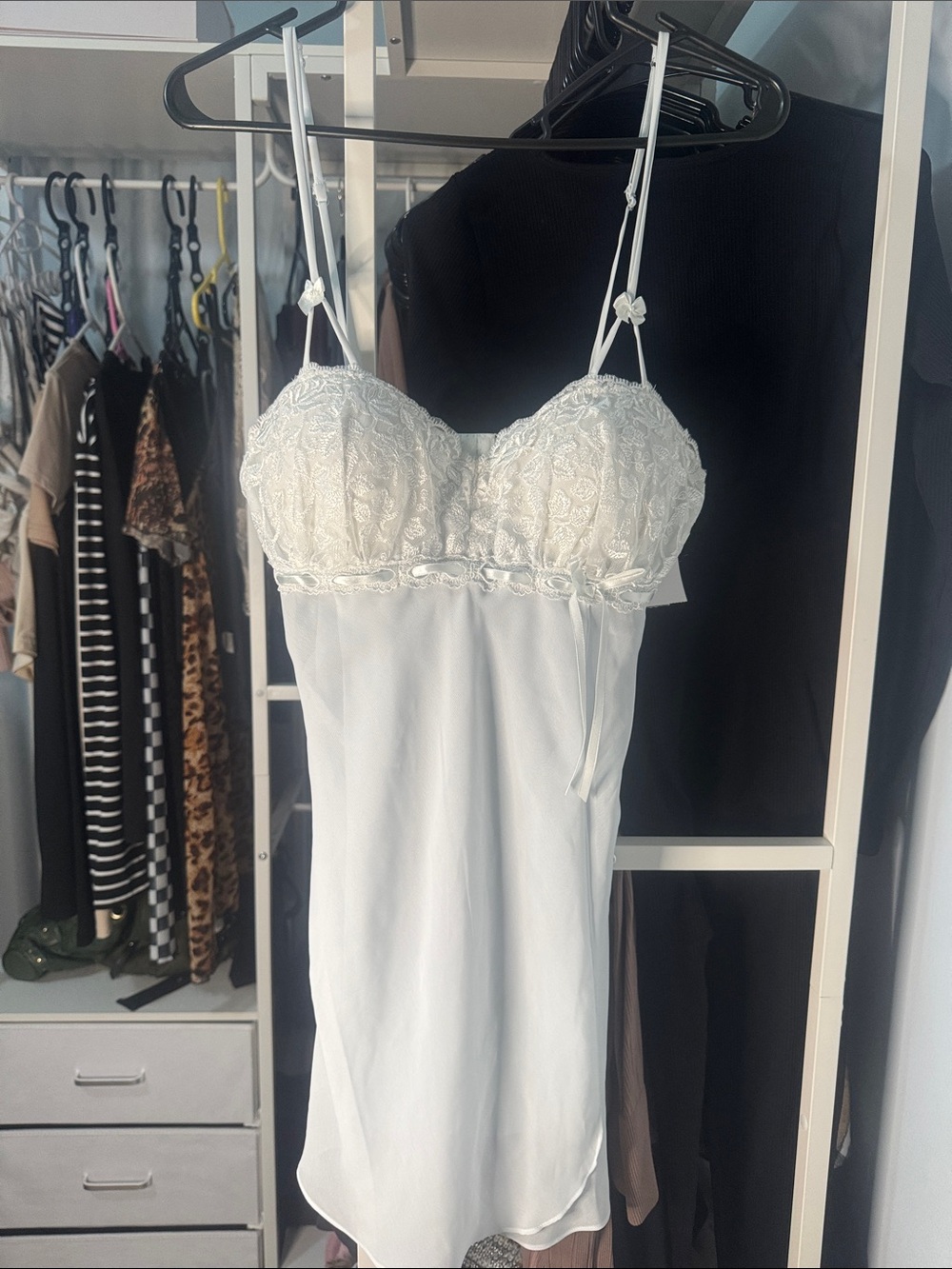 Lace Trim Slip Chemise Coquette
